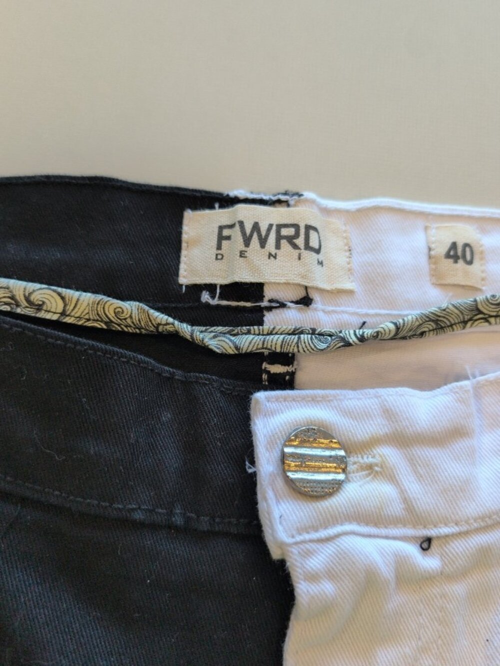 FWRD Denim Shorts Men's Sz 40 Black White Ripped Distressed Grunge Cargo NWT - Picture 2 of 16